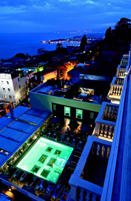 Hotel Imperiale pool view by night, Taormina, Sicily, Italy | Bown's Best
